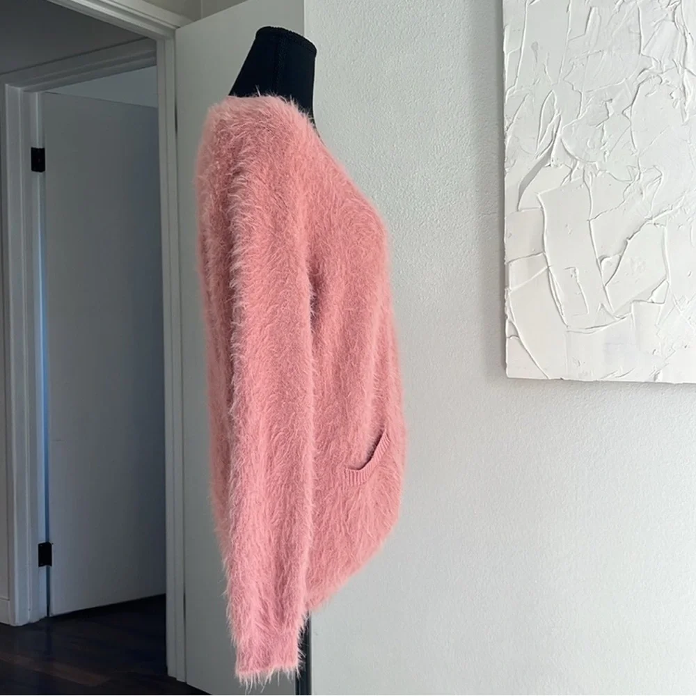 Urban Outfitters Pink Eyelash Shaggy Cardigan Sweater - Picture 2 of 8